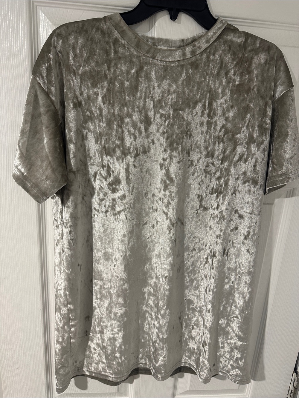 Double Zero Crushed Velvet Short Sleeve T-Shirt Dress